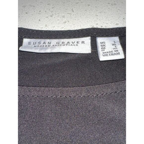 Susan Graver Top Sleeveless Liquid Knit Black L Layering Capsule Minamalist - Picture 2 of 8